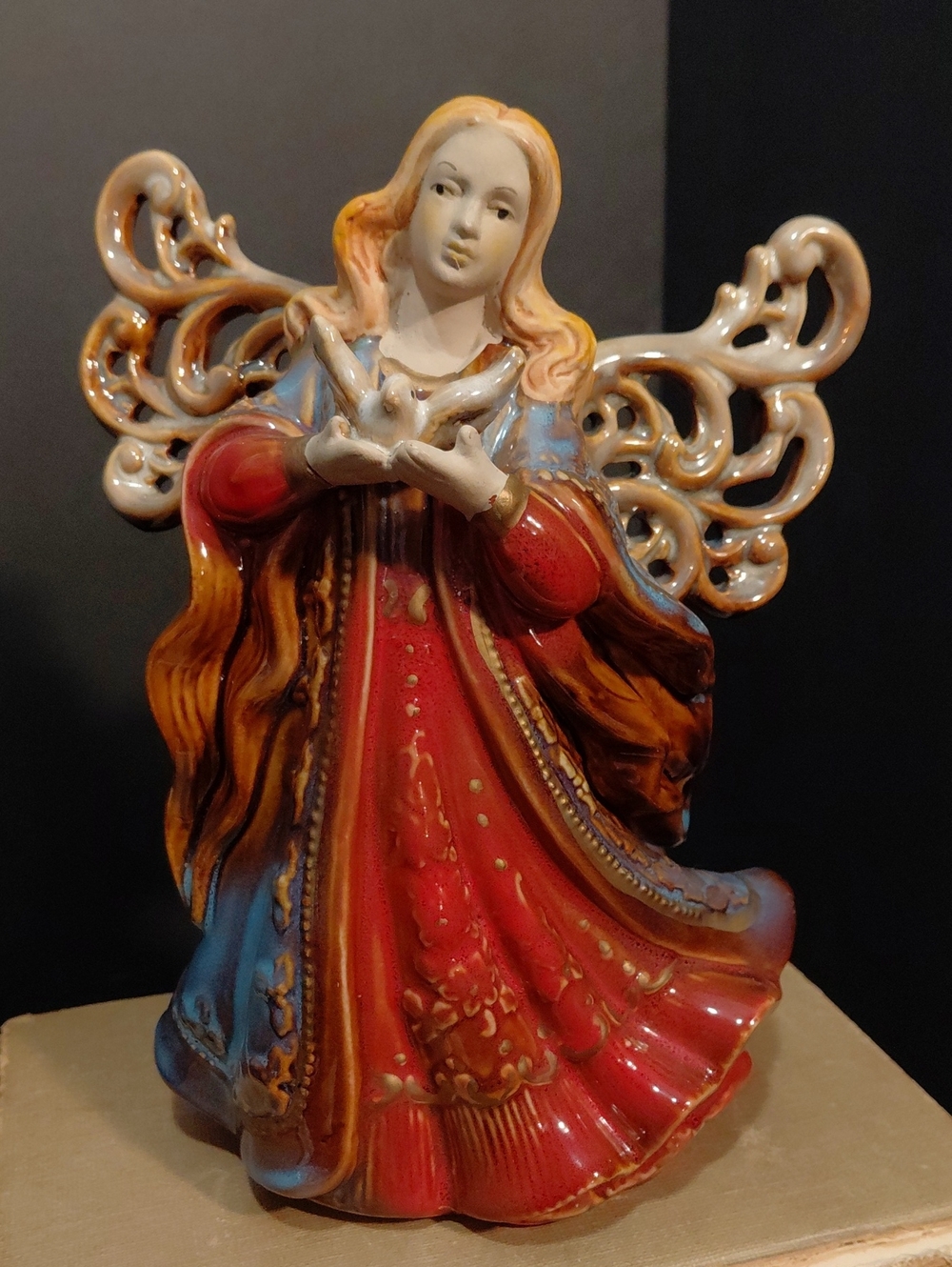 VINTAGE Hand-Painted Ceramic Angel Figurine